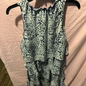Nine West Navy and White High Low Dress